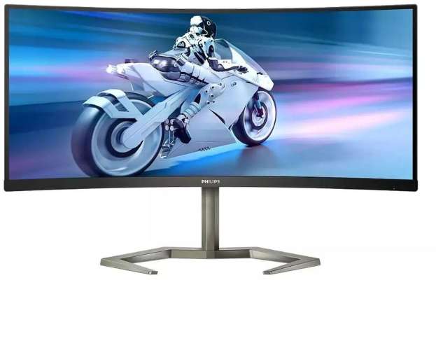 34" Монитор Philips Evnia 5000 34M1C5500VA,  3440x1440,  VA,  165Гц,  2хHDMI,  2хDP,  изогнутый, черный и серый [34m1c5500va (00/01)]